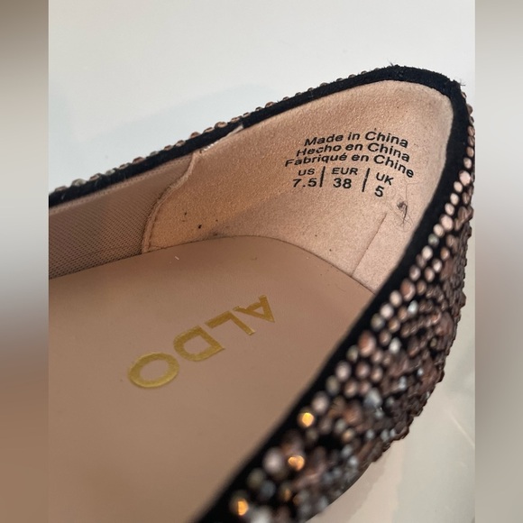 Aldo Black and Rose Gold Rhinestone Flats - Picture 4 of 4